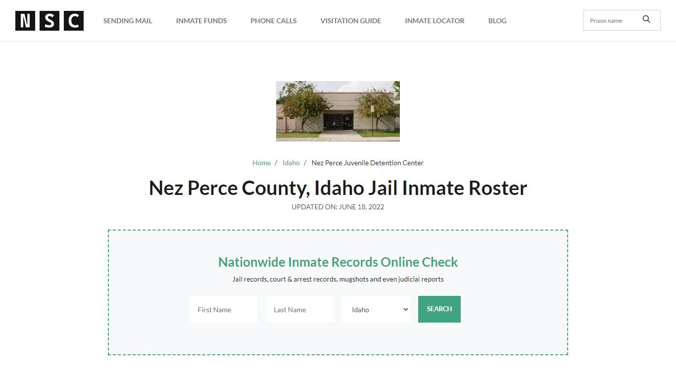 Nez Perce County, Idaho Jail Inmate Roster