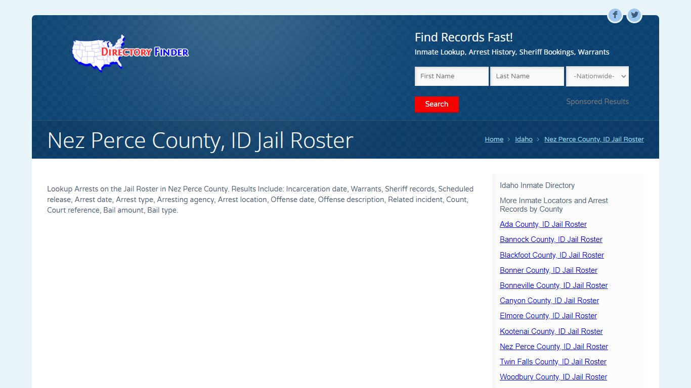 Nez Perce County, ID Jail Roster | People Lookup